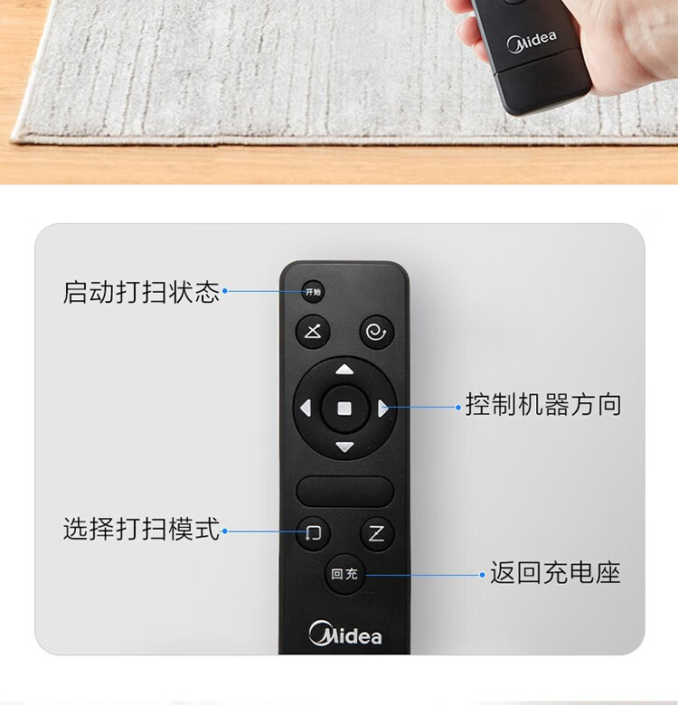 美的/MIDEA 美的/MIDEA 扫吸一体 全自动超薄规划路线 遥控控制 智能扫地机器人Q5