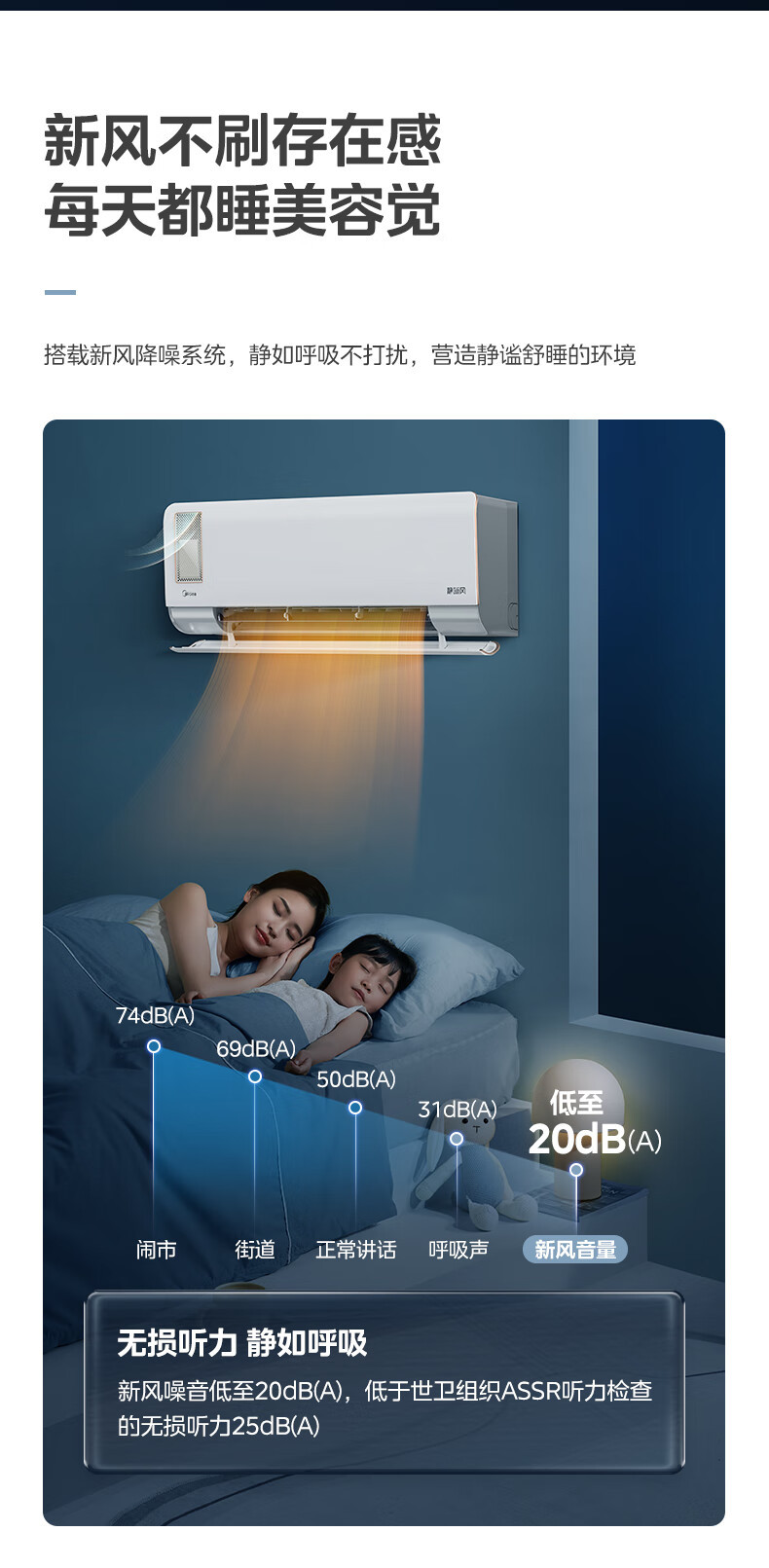  美的空调静新风大1匹/1.5匹新一级能效冷暖变频新风卧室空调 美的/MIDEA