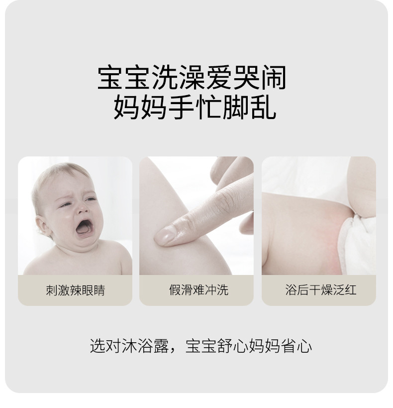 袋鼠妈妈婴儿舒润泡泡洗发沐浴露(300ml)二合一温和配方新生宝宝专用洗发水滋润