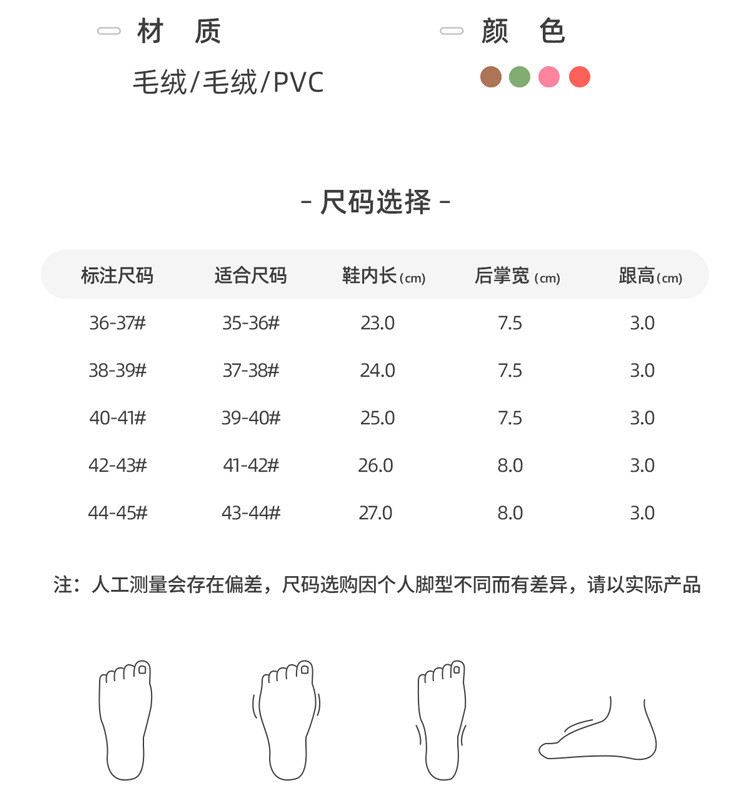 吉步森 棉拖鞋女冬季家用室内居家居保暖防滑厚底情侣新款毛拖鞋男秋冬天