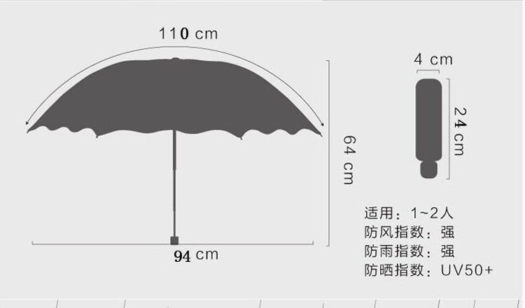 腾强飞雨 加厚黑胶遇水开花伞遮阳防晒晴雨伞三折男女学生专用家用太阳伞