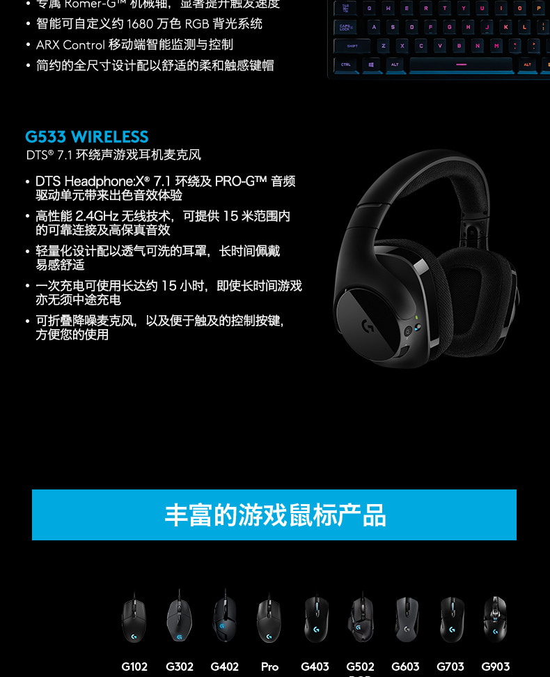 罗技/Logitech 罗技G703 LIGHTSPEED 无线游戏鼠标 默认规格