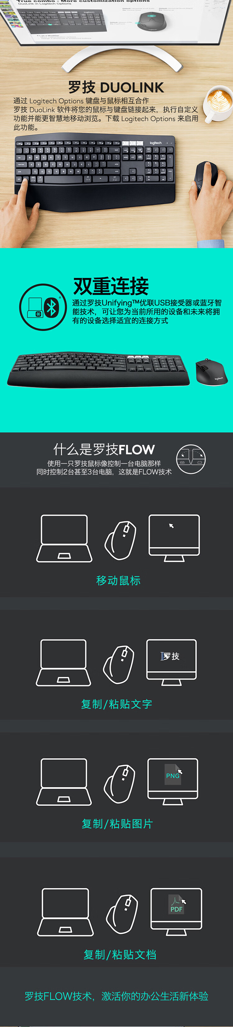 罗技/Logitech MK850 无线键鼠套装（蓝牙优联双模） 默认规格