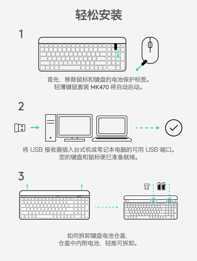 罗技/Logitech MK470 无线键鼠套装 默认规格