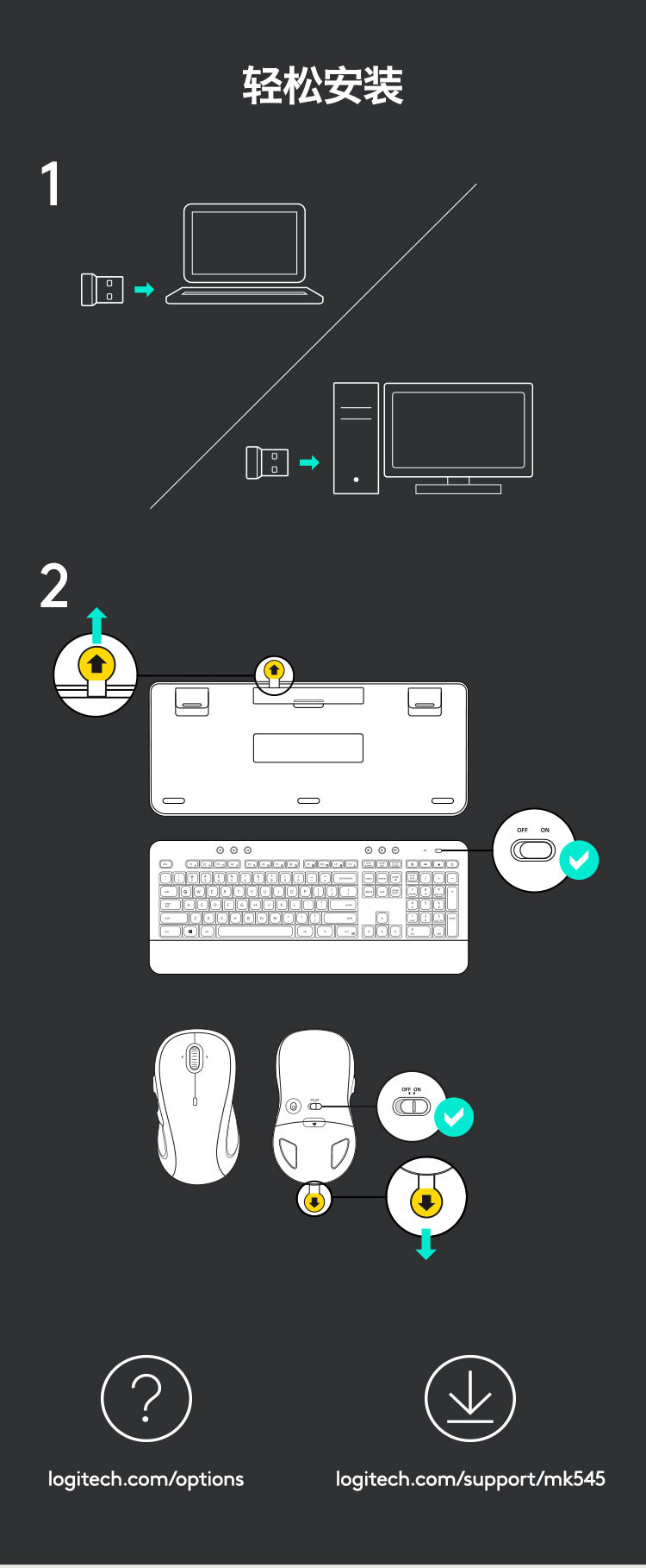 罗技/Logitech MK545 无线键鼠套装 默认规格