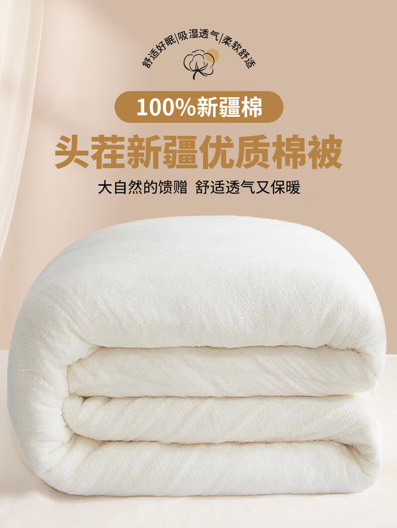  【多规格】手工长绒棉棉被6斤保暖纯棉花被子冬被全棉被芯棉絮  独派