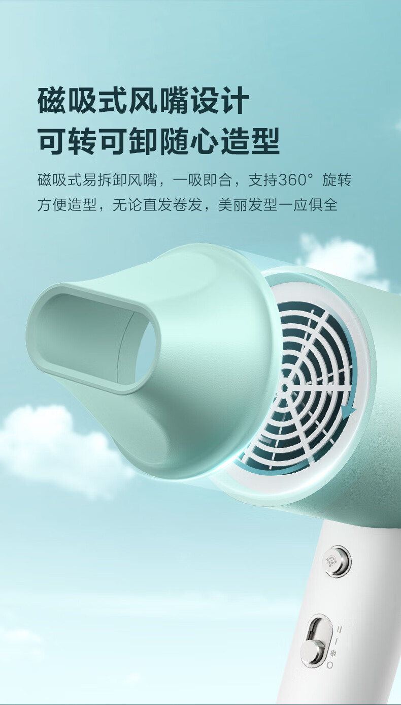 美的/MIDEA 美的电吹风家用吹风筒便携恒温护发速干低噪MB-AJ0701