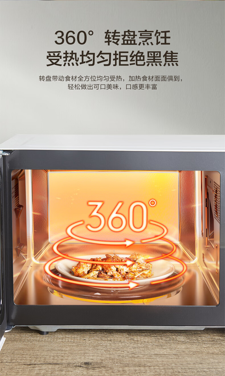 美的/MIDEA 微波炉3-5人用360°转盘加热五档火力M1-230E