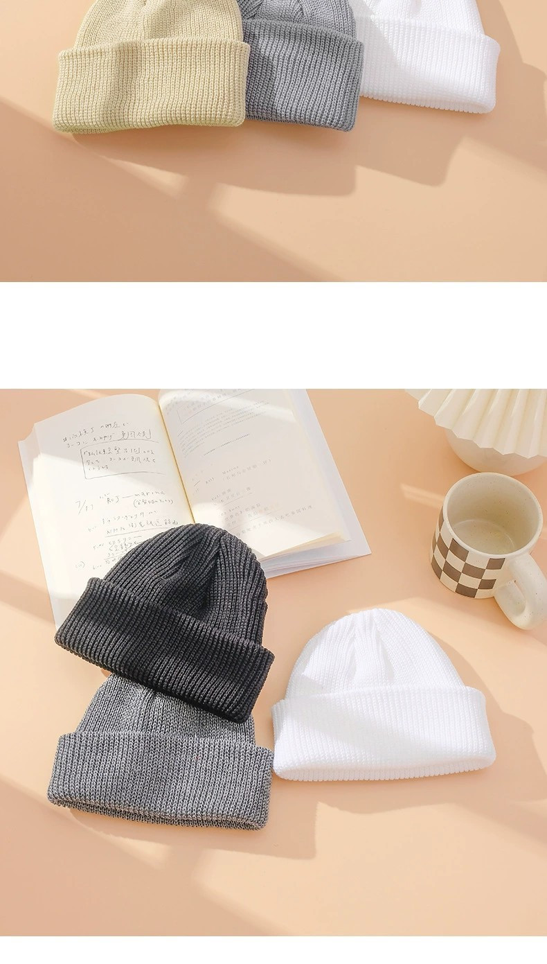 针织帽冬季外出保暖瓜皮帽毛线帽加厚纯色百搭情侣套头帽