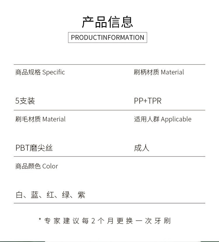 【5支独立包装券后15.9】万毛方孔可拆卸软毛宽头莫兰迪牙刷