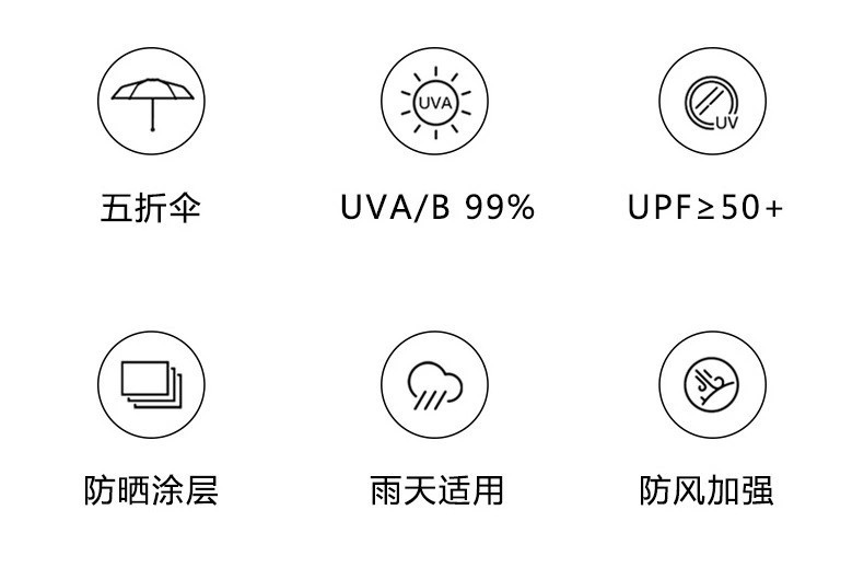 FilleClair妃格莱儿加厚黑胶五折胶囊伞防晒防紫外线折叠遮阳雨伞