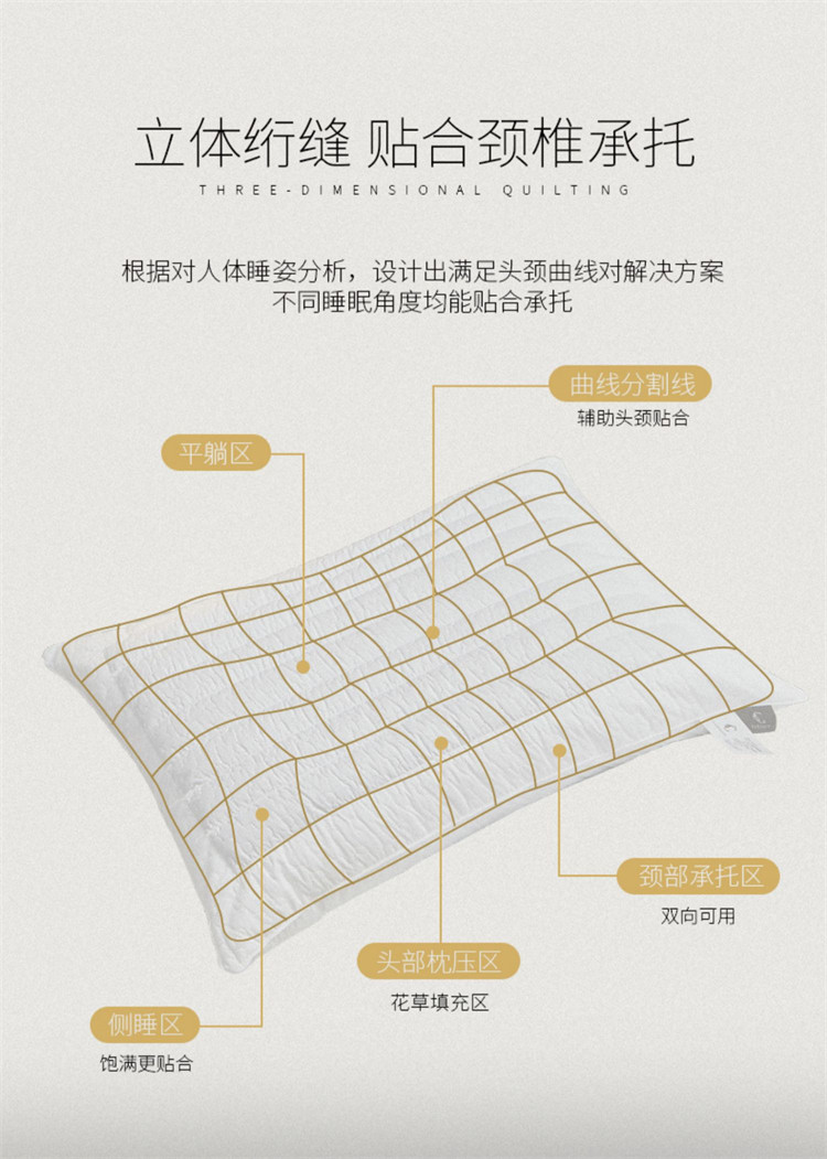 康尔馨 单人荞麦壳家用助睡眠护颈枕 单面荞麦枕 74*48cm