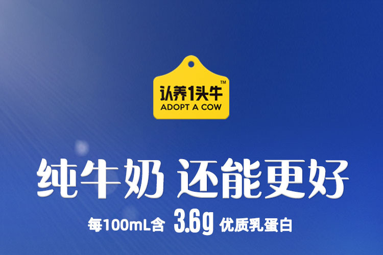 认养一头牛 3.6g蛋白纯奶250ml利乐砖12入一提装