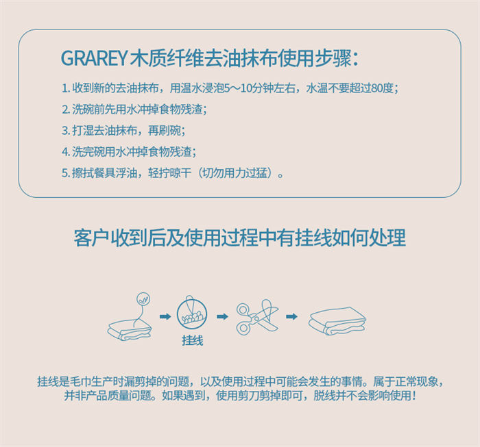 GRAREY 木质纤维去油抹布5条/包