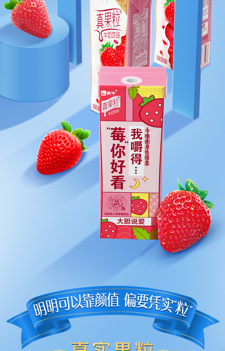 蒙牛 真果粒草莓果粒牛奶饮品250g*12盒
