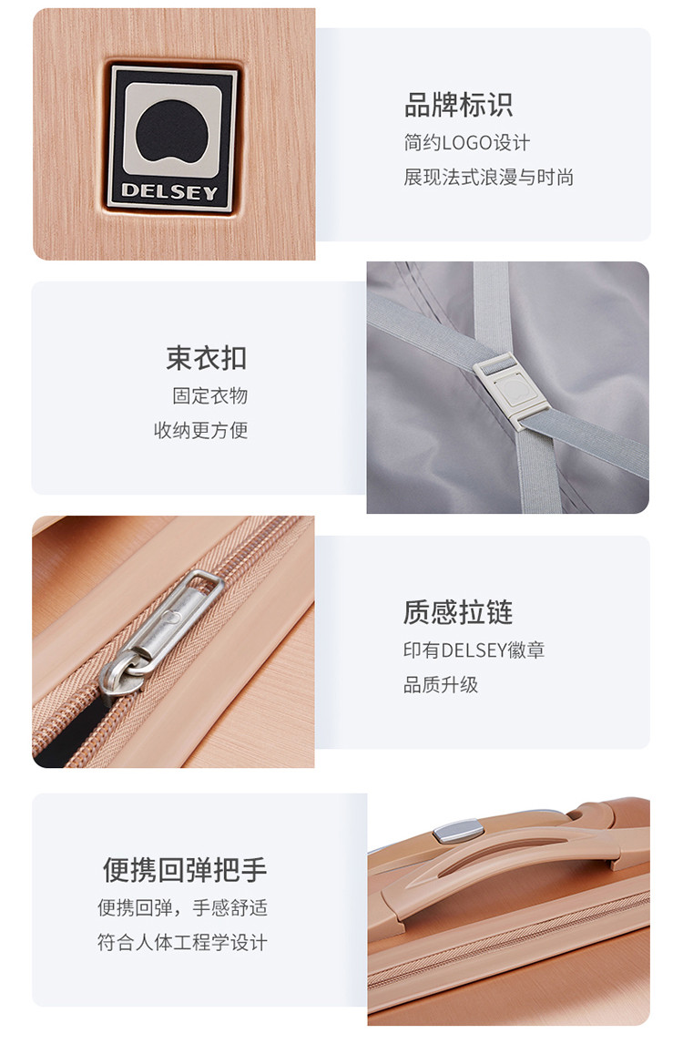 DELSEY 戴乐世双轮式四轮拉杆箱约20寸 00302080105金色