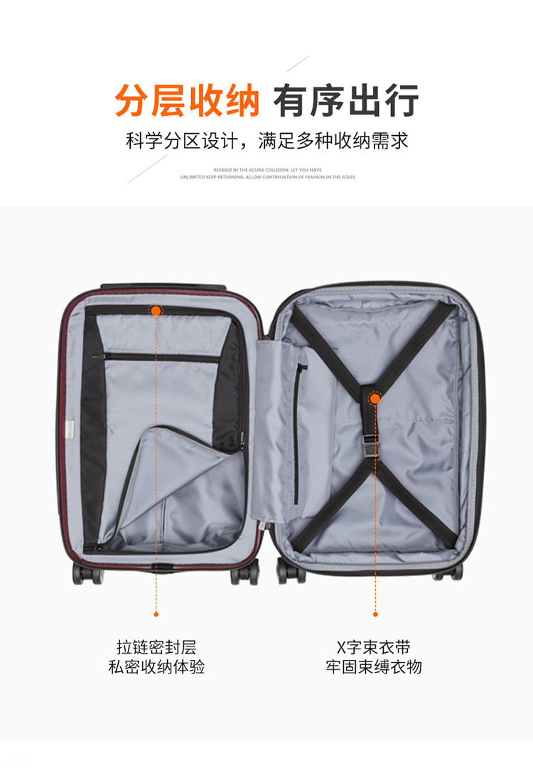 DELSEY 戴乐世双排轮拉杆箱约20寸  00207380104红色