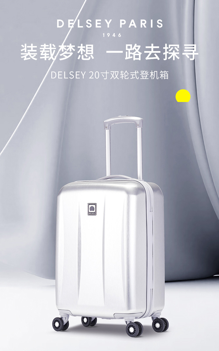 DELSEY 戴乐世双轮式四轮拉杆箱约20寸 银色00302080111