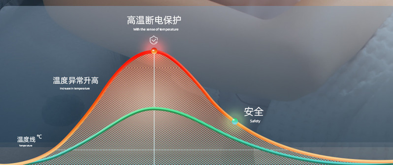 彩虹(RAINBOW) 全线路安全保护双控双温电热毯(特大宽幅）花色随机1588