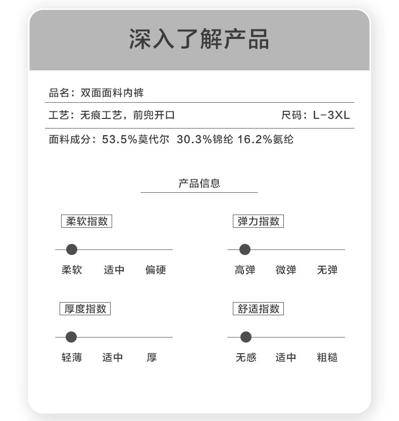 焕兴 双面莫代尔男士内裤100支平角无痕开档四角短内裤男裤头大