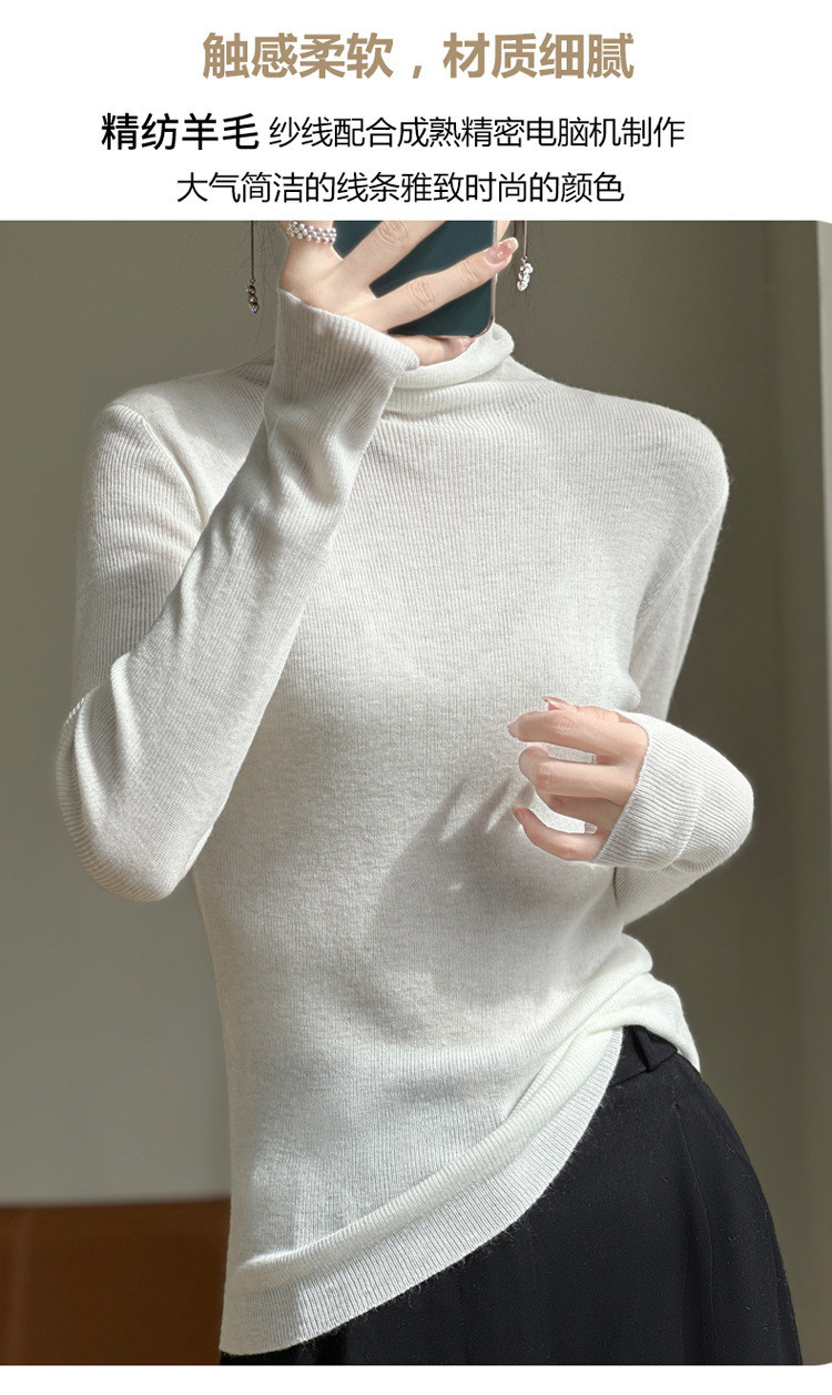 焕兴 高领秋冬韩版女式堆堆领长袖针织羊毛衣女内搭套头修身打底衫显瘦