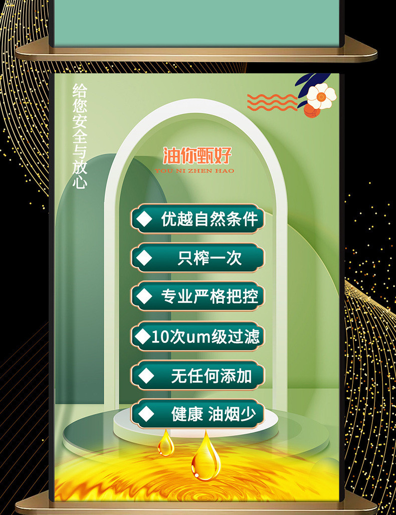 谛品居 亚麻籽油礼盒500ml*2食用油凉拌烹饪节日送礼礼盒装