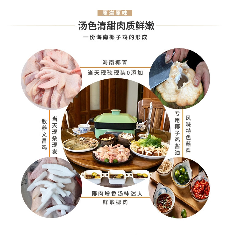 拾鲜源 椰子鸡全套餐配料火锅鸡汤散养土鸡椰子水酱油蘸料