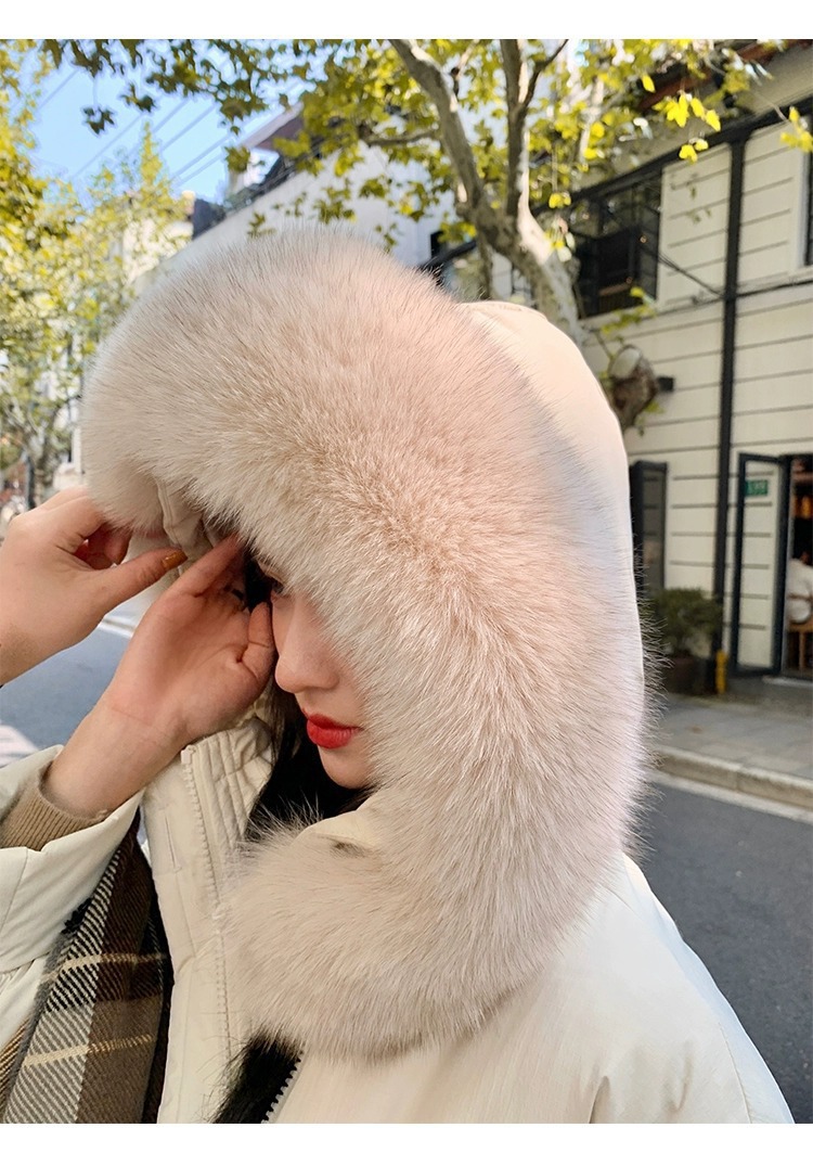 法米姿 高端羽绒服女冬季新款长款韩版设计感宽松加厚大毛领白鸭绒