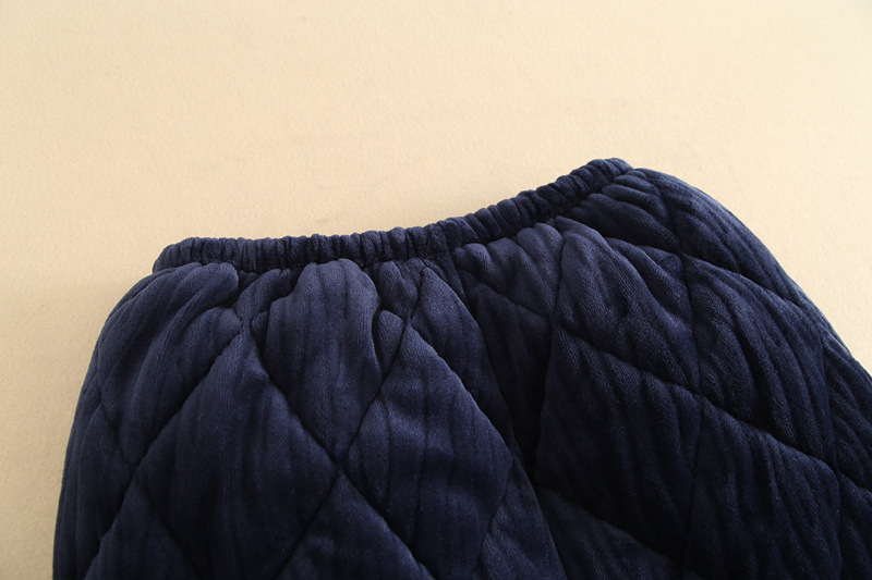  法米姿 男士睡衣冬季珊瑚绒三层夹棉加厚加绒保暖法兰绒家居服套装