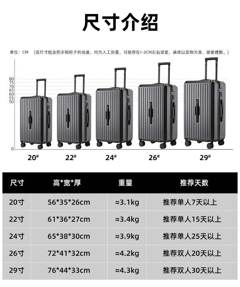 法米姿 大容量拉杆箱女旅行箱男学生密码箱皮箱