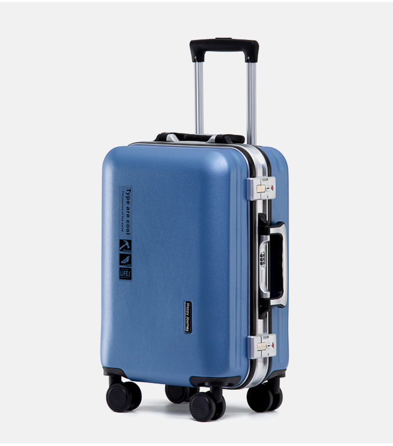 新益美 登机旅行箱USB充电接口男女行李箱男静音万向轮铝框宽拉杆箱