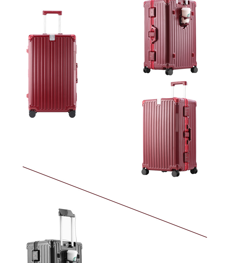 新益美 行李箱30大容量万向轮红色密码箱结实耐用加厚28寸陪嫁皮拉杆