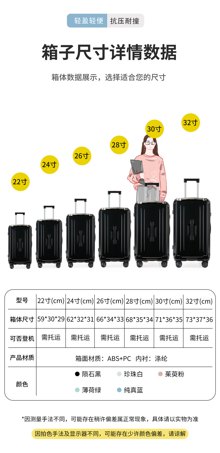 新益美 行李箱女小清新26加厚拉杆箱大容量旅行密码箱