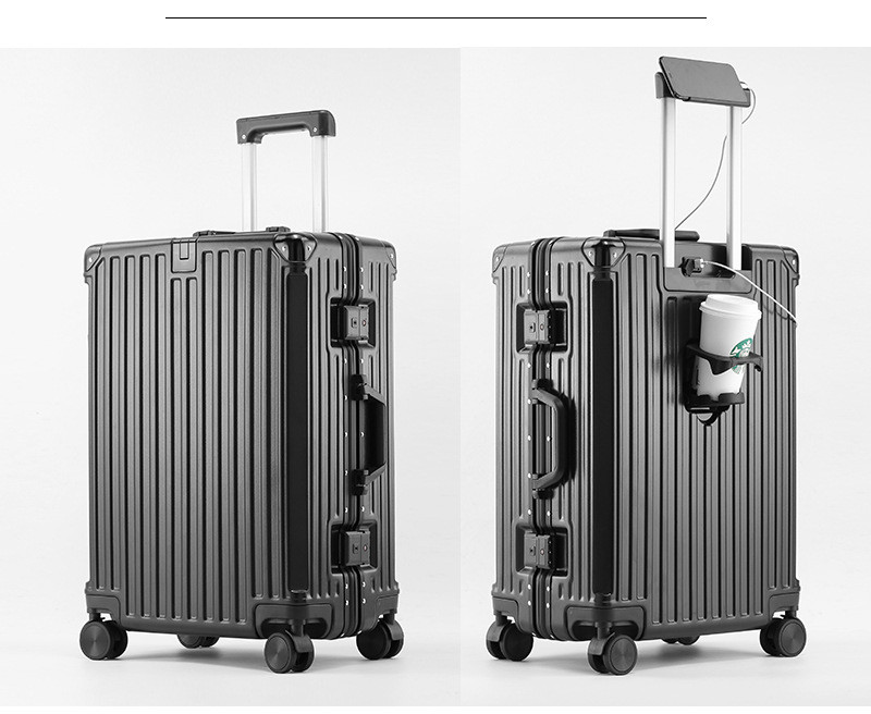新益美 高颜值行李箱 万向轮20寸拉杆箱铝框24寸密码旅行箱