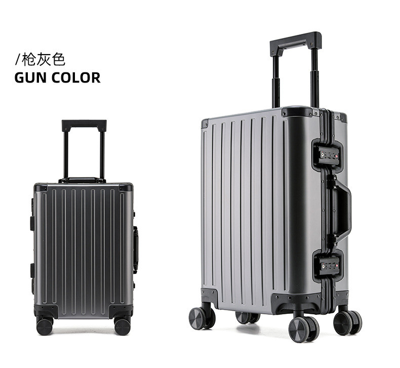 新益美 全铝镁合金行李箱女24寸铝框万向轮拉杆箱