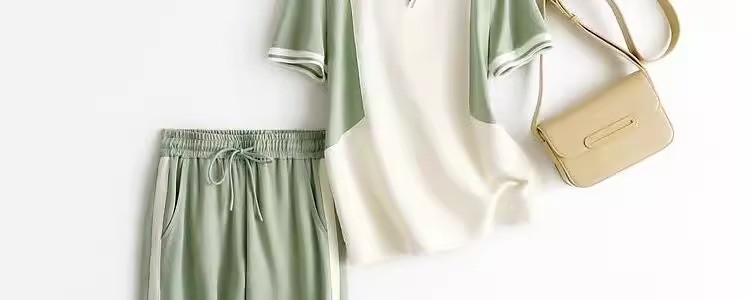 法米姿 夏季新款潮牌POLO短袖直筒裤子休闲套装女时尚运动减龄两件套