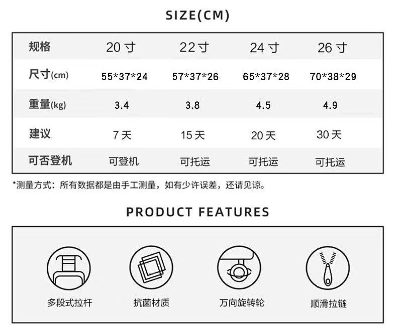 新益美 高品质登机箱24寸万向轮宽拉杆旅行箱男女青年26寸大容量密码