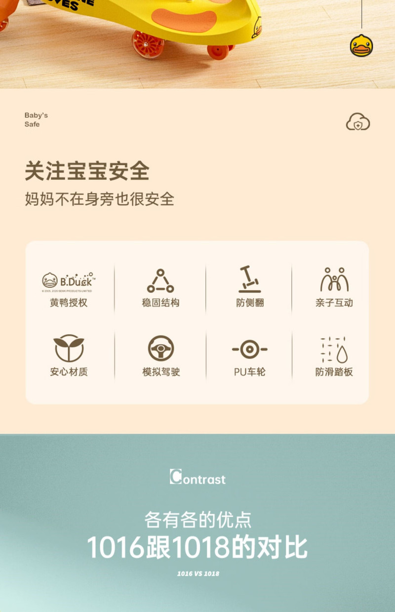 Luddy乐的 乐的小黄鸭儿童扭扭车1-2岁3宝宝溜溜滑行车万向静音轮防侧翻