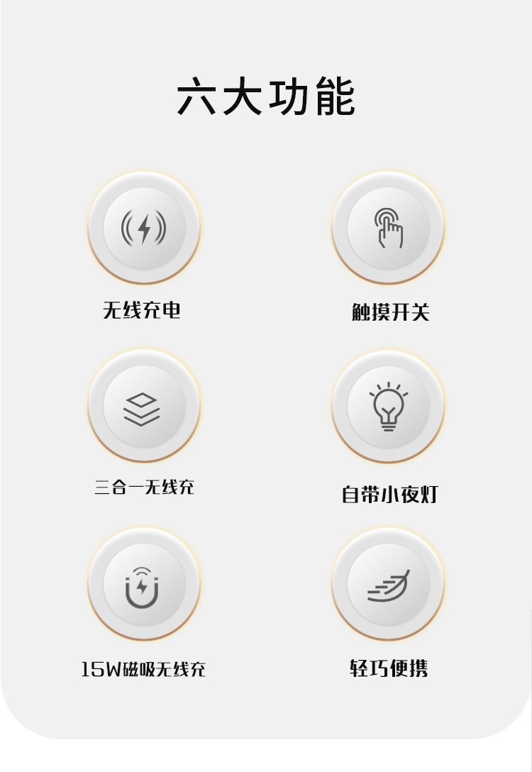 锐思/RECCI 三合一小夜灯无线充