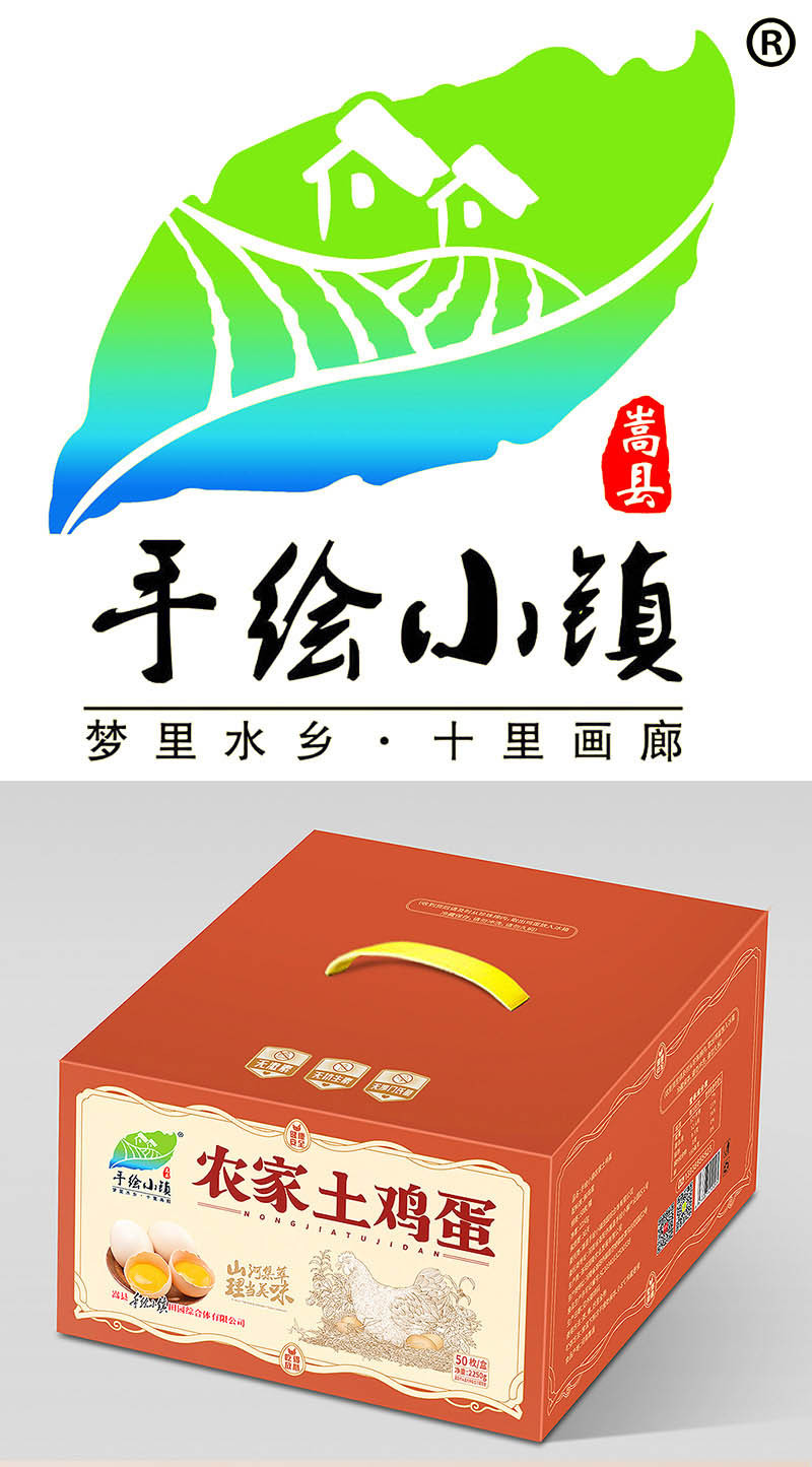  手绘小镇 洛阳农品 农家土鸡蛋50枚礼盒装农家生态散养土鸡蛋