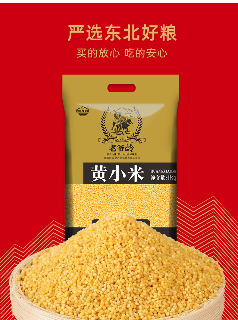 老爷岭 杂粮 生态黄小米1kg 1公斤