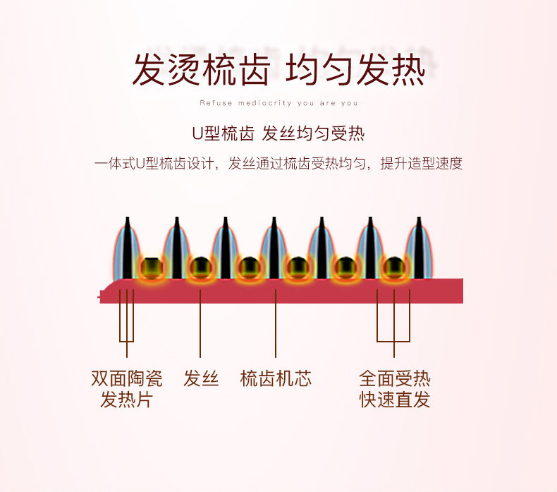 金稻 直卷发两用梳负离子 卷直发棒两用电梳子夹板防烫KD388A