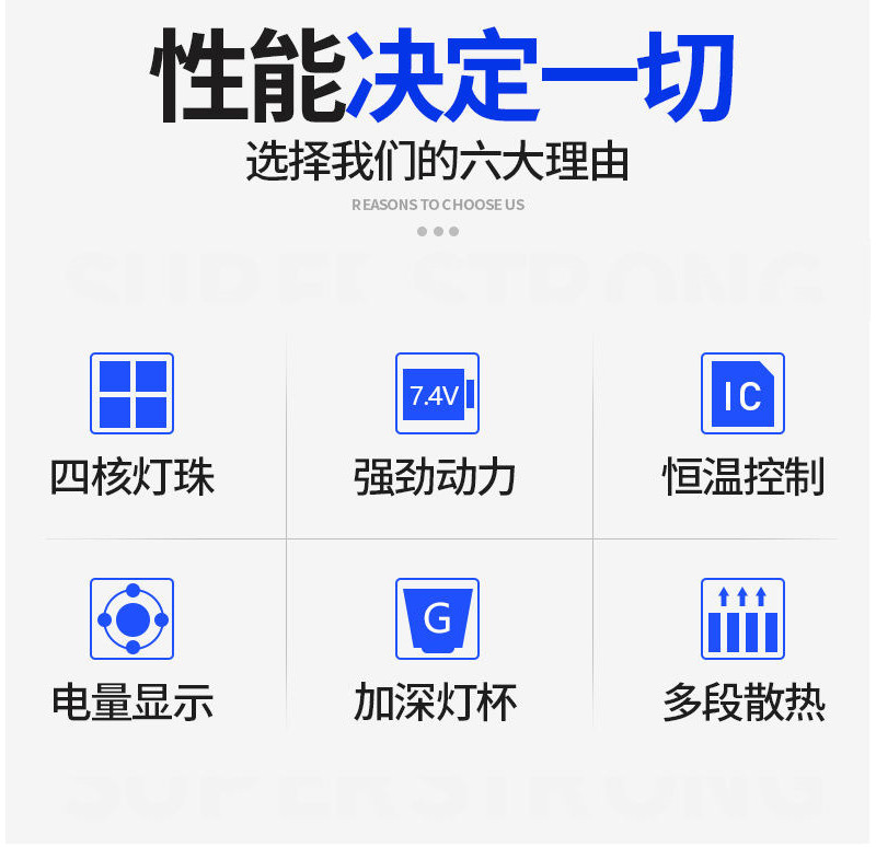 刺狐 新款四头强光手电便携式超强动力恒温控制多段散热可充电手电筒