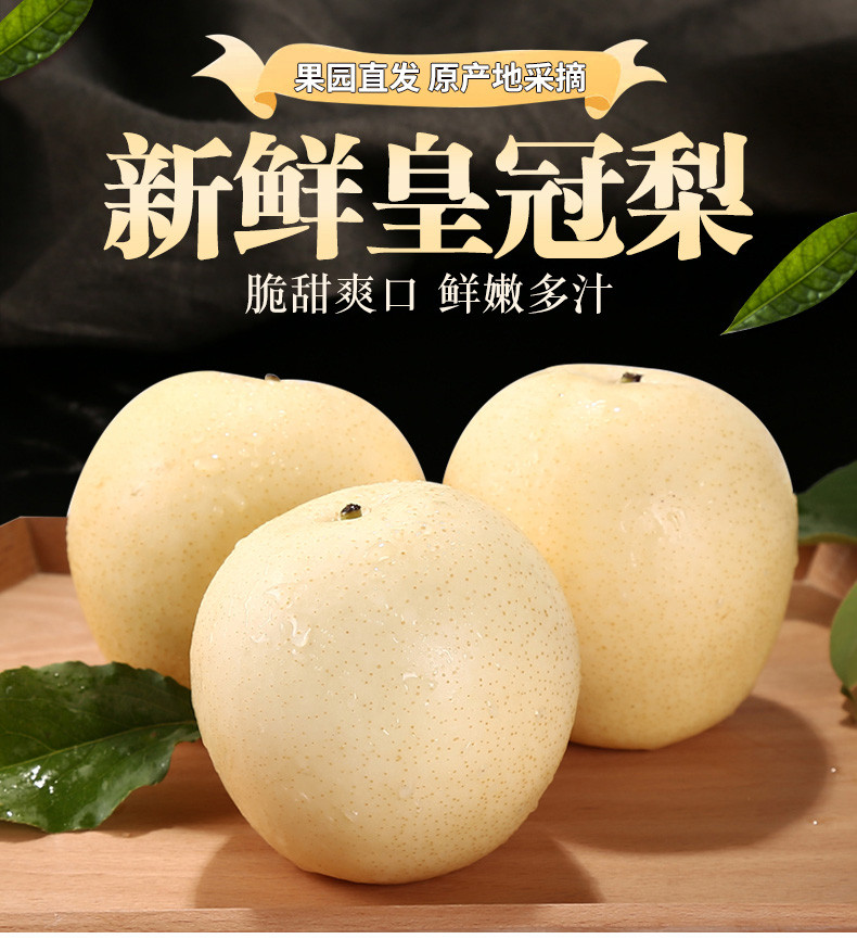 翠王 河北正宗脆甜多汁水晶皇冠梨(单果200g+) 5斤