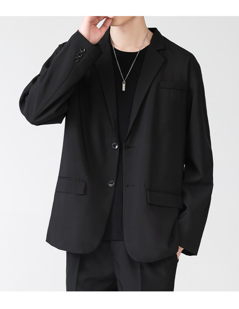  谜子 男士西服外套休闲宽松纯色舒适韩版设计感小众单西外套 时尚宽松