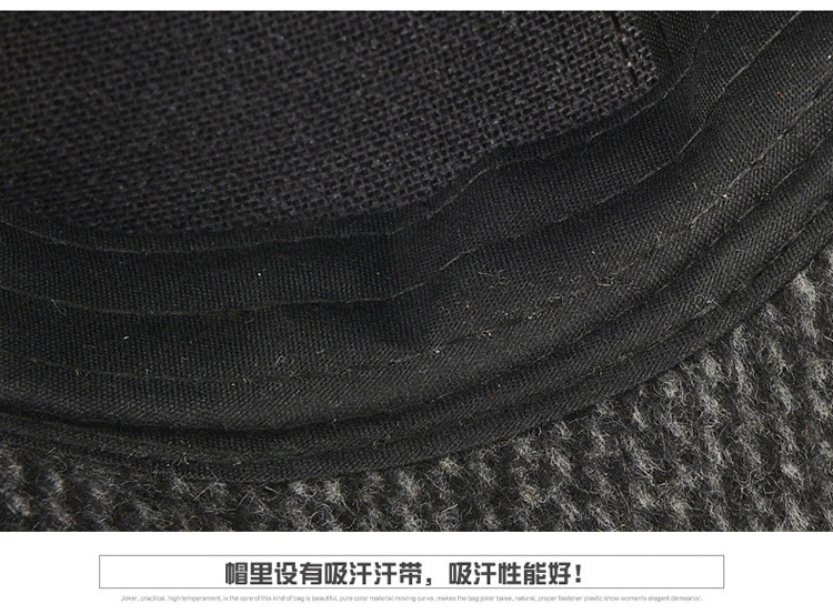  谜子 冬季男士棉帽时尚户外运动棒球帽韩版休闲保暖护耳毛呢帽子秋冬天