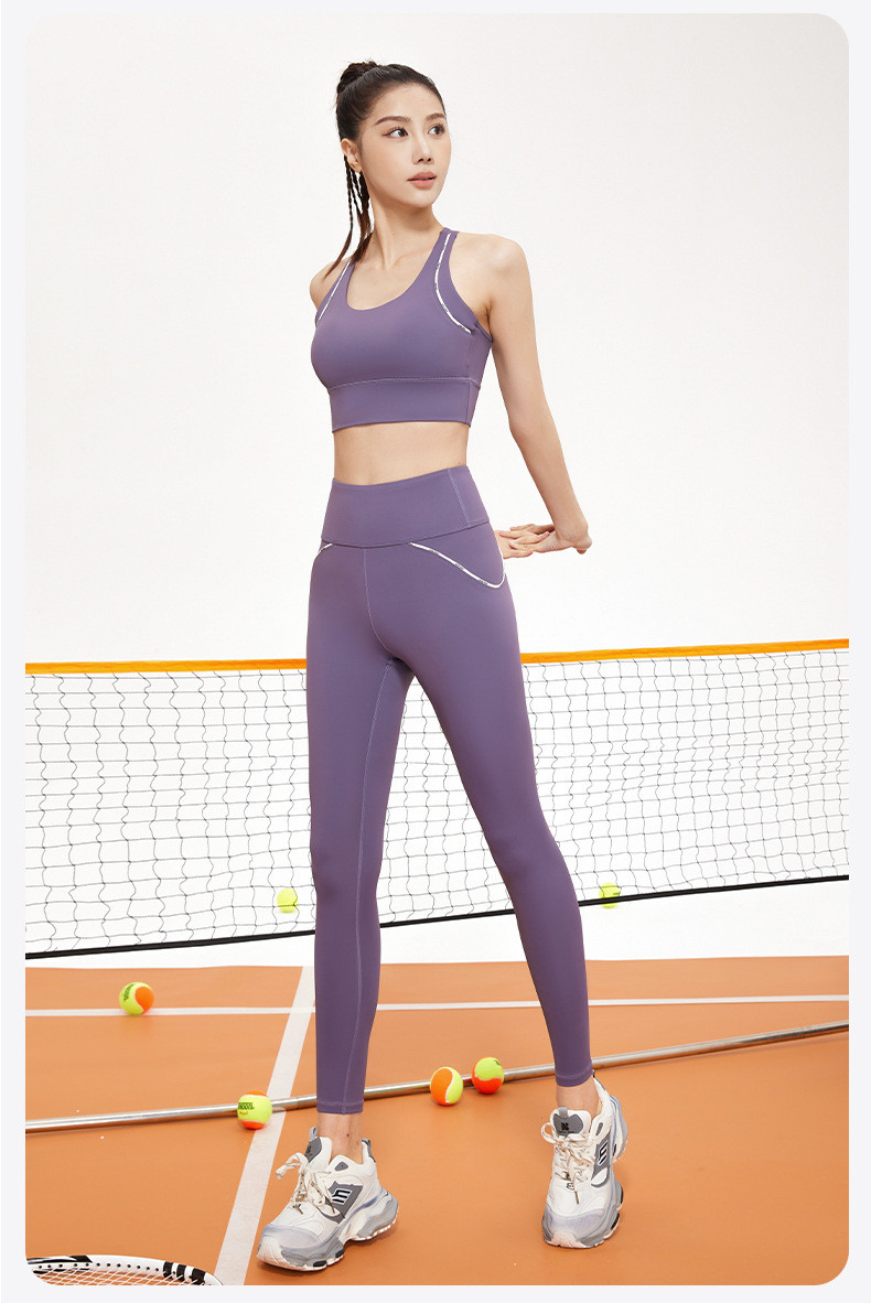  谜子 瑜伽服套装夏季新款女士速干弹力跑步健身套装 运动速干