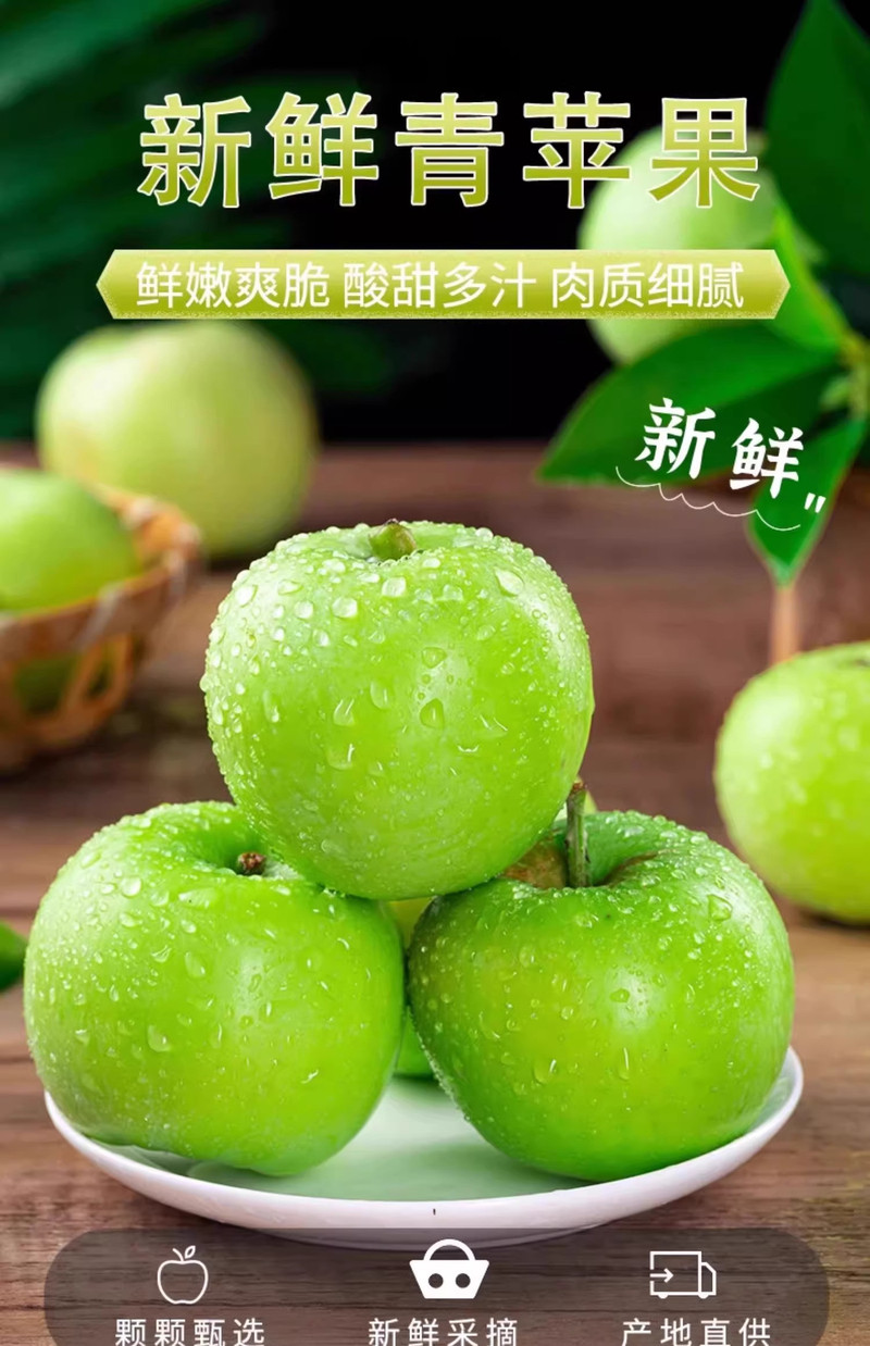 鲜小盼 青苹果新鲜鲜现摘青苹果5斤正宗水果新鲜当季苹果酸脆