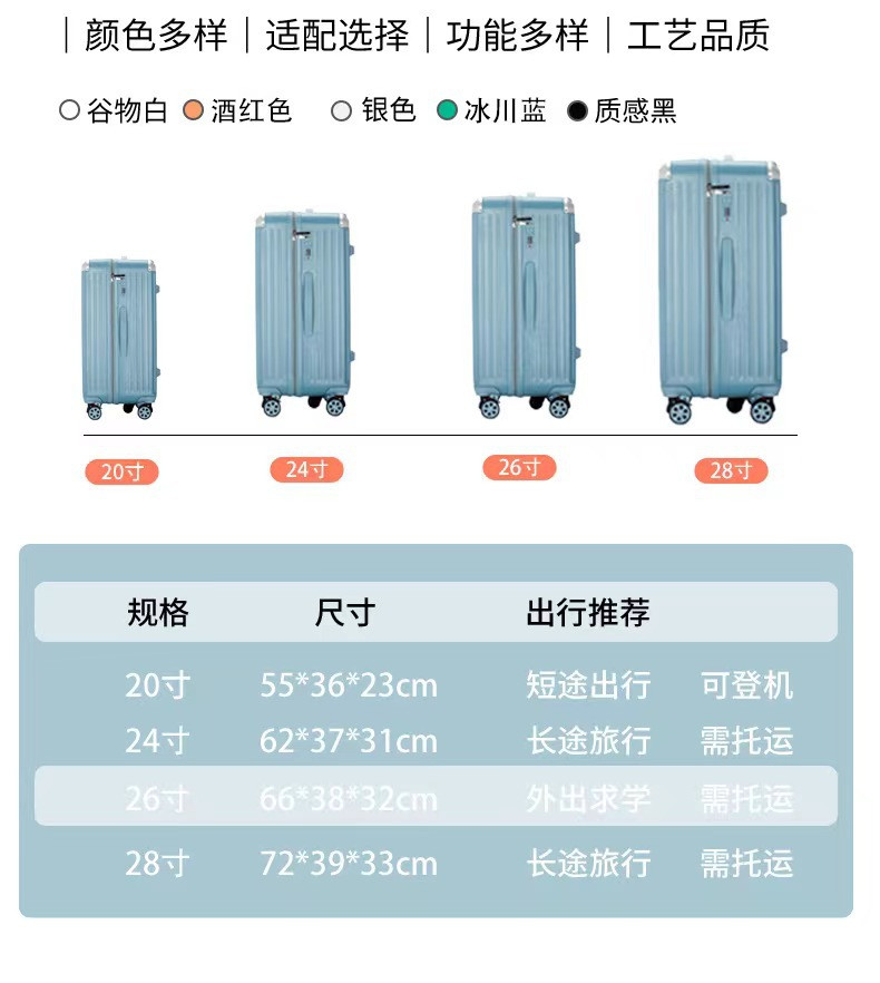 新益美 行李箱24寸学生抗压拉杆箱潮流密码箱轻便结实