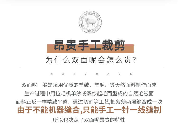 博那罗蒂 水貂立领毛呢大衣脱卸羽绒内胆双面呢羊毛大衣男士中老年